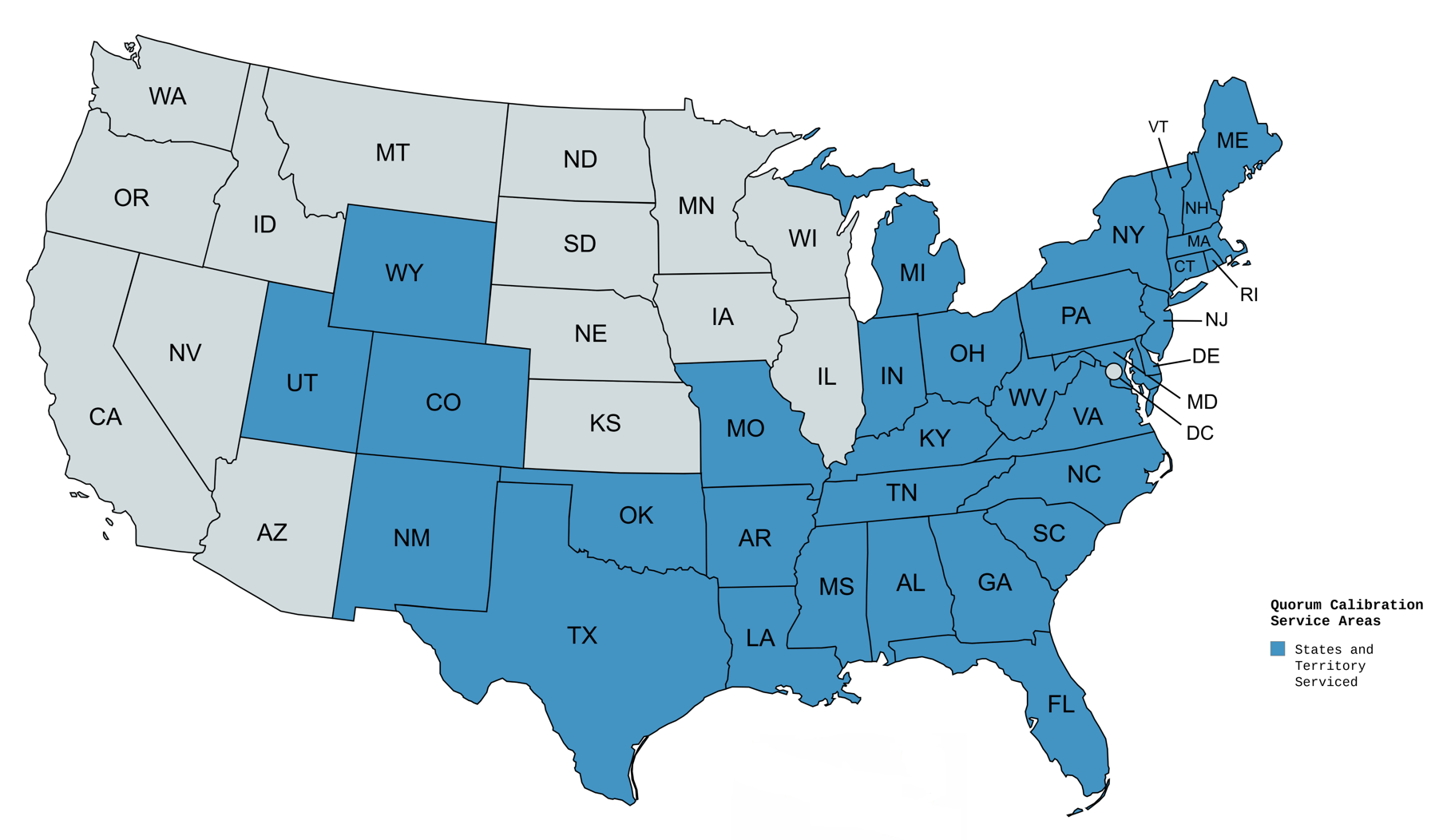 Quorum Calibration U.S. Service Areas Map
